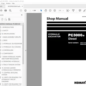 Komatsu PC3000-6 Diesel Excavator Shop Manual SHOP06208UP PDF