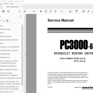 Komatsu PC3000-6 Hydraulic Mining Shovel Service Manual PDF