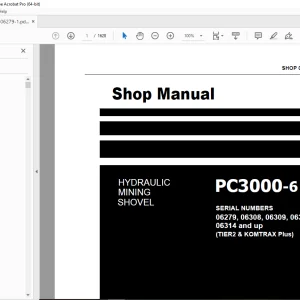 Komatsu PC3000-6 Hydraulic Mining Shovel Shop Manual 06279-xG-GB-1 PDF