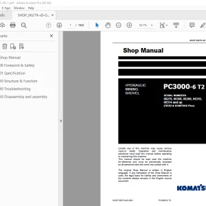 Komatsu PC3000-6 T2 Hydraulic Mining Shovel Shop Manual PDF