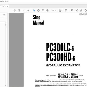 Komatsu PC300LC-6 PC300HD-6 Hydraulic Excavator Shop Manual CEBM3006C2 PDF