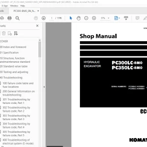 Komatsu PC300LC-8M0 PC350LC-8M0 Hydraulic Excavator Shop Manual SEN06257-03-NI00  PDF