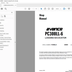 Komatsu PC300LL-6 Avance Logging Excavator Shop Manual (CEBM009500) - PDF