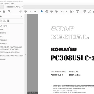 Komatsu PC308USLC-3 Excavator Shop Manual SEBD033101 PDF