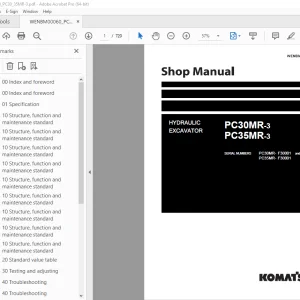 Komatsu PC30MR-3 PC35MR-3 HYDRAULIC EXCAVATOR Shop Manual WENBM00060 PDF