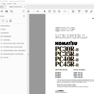 Komatsu PC30R-8 PC35R-8 PC40R-8 PC45R-8 Excavator Shop Manual PDF