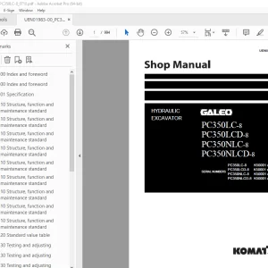 Komatsu PC350LC-8 PC350LCD-8 PC350NLC-8 PC350NLCD-8 Excavator Shop Manual UEN01983-00 PDF