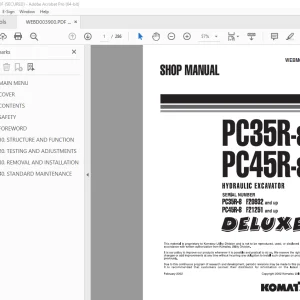 Komatsu PC35R-8 PC45R-8 Excavator Shop Manual WEBD003900 PDF