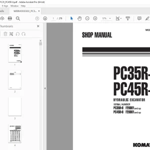 Komatsu PC35R-8 PC45R-8 Hydraulic Excavator Shop Manual WEBM000300 PDF