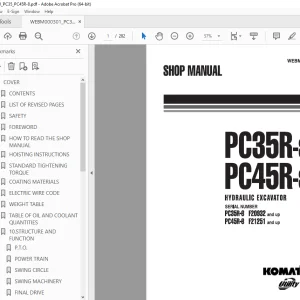 Komatsu PC35R-8 PC45R-8 Hydraulic Excavator Shop Manual PDF