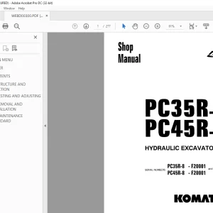 Komatsu PC35R-8 PC45R-8 PC35R-8 PC45R-8 Shop Manual WEBM000300  - PDF DOWNLOAD