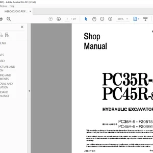 Komatsu PC35R-8 PC45R-8 Hydraulic Excavator Shop Manual WEBM003000 - PDF DOWNLOAD