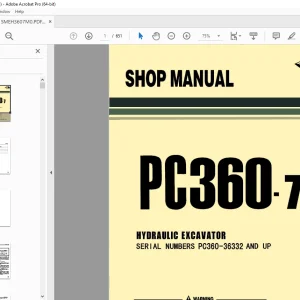 Komatsu PC360-7 Hydraulic Excavator Shop Manual SMEH3607M0 PDF
