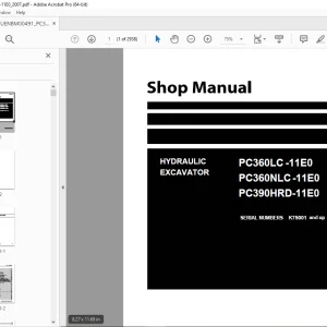 Komatsu PC360LC-11E0,PC360NLC-11E0,PC390HRD-11E0  Excavator Shop Manual PDF