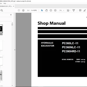 Komatsu PC360LC-11,PC360NLC-11,PC390HRD-11 Excavator Shop Manual  PDF