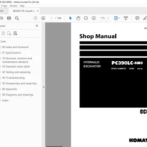 Komatsu PC390LC-8M0 Hydraulic Excavator Shop Manual SEN06778-04 PDF