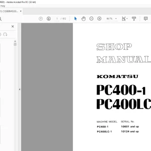 Komatsu PC400-1 PC400LC-1 Truck Shop Manual SEBM0208A03 - PDF DOWNLOAD