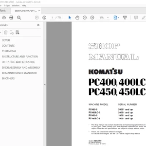 Komatsu PC400-6 PC400LC-6 PC450-6 PC450LC-6 Excavator Shop Manual PDF