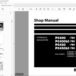 Komatsu PC400 -7E0,PC400LC-7E0,PC450 -7E0,PC450LC-7E0  Excavator Shop Manual PDF