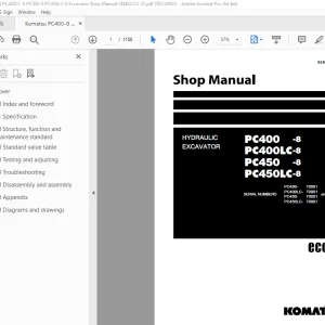 Komatsu PC400-8 PC400LC-8 PC450-8 PC450LC-8 Excavator Shop Manual PDF