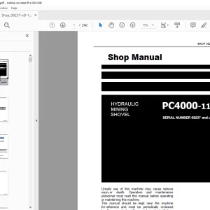 Komatsu PC4000-11 T2 Hydraulic Mining Shovel Shop Manual 08237 PDF