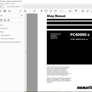 Komatsu PC4000E-6 Hydraulic Mining Shovel Shop Manual PDF