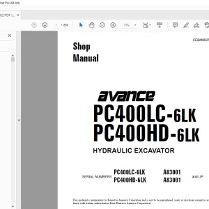 Komatsu PC400LC-6LK PC400HD-6LK  Excavator Shop Manual CEBM002502 PDF