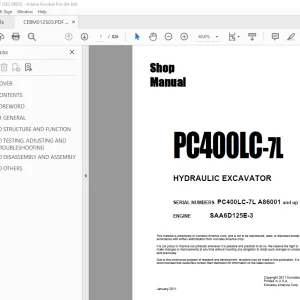 Komatsu PC400LC-7L Hydraulic Excavator Shop Manual PDF