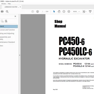 Komatsu PC450 PC450LC-6 HYDRAULIC EXCAVATOR Shop Manual UEBM000100 PDF