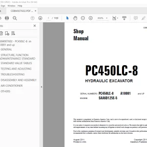 Komatsu PC450LC-8 Hydraulic Excavator Shop Manual CEBM007602 PDF