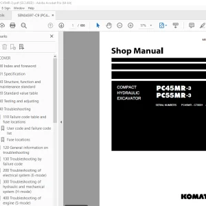 Komatsu PC45MR-3 PC55MR-3 Hydraulic Excavator Shop Manual SEN04597-C9 PDF