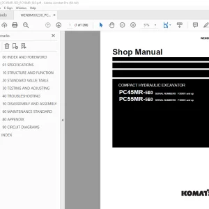 Komatsu PC45MR-5E0 PC55MR-5E0 Hydraulic Excavator Shop Manual PDF