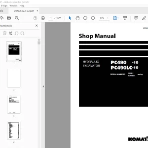 Komatsu PC490-10 PC490LC-10 Hydraulic Excavator Shop Manual UEN05622-02  PDF