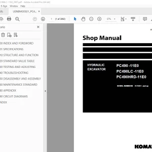 Komatsu PC490-11E0 PC490LC-11E0 PC490HRD-11E0 Excavator Shop Manual PDF