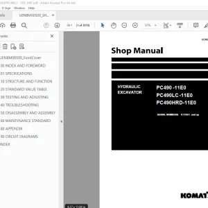 Komatsu PC490-11E0 PC490LC-11E0 PC490HRD-11E0 Excavator Shop Manual PDF