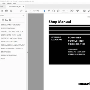 Komatsu PC490-11E0 PC490LC-11E0 PC490HRD-11E0 Hydraulic Excavator Shop Manual PDF