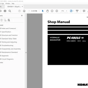 Komatsu PC490LC-11 Hydraulic Excavator Shop Manual SEN06811-08 PDF  