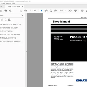 Komatsu PC5500-11 T4 Hydraulic Mining Shovel Shop Manual PDF