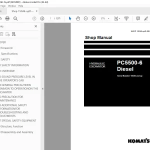 Komatsu PC5500-6 Diesel Hydraulic Excavator Shop Manual PDF