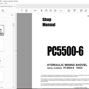 Komatsu PC5500-6 HYDRAULIC MINING SHOVEL Shop Manual SMPC550015032 PDF