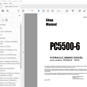 Komatsu PC5500-6 Hydraulic Mining Shovel Shop Manual SMPC550015019 PDF
