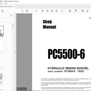 Komatsu PC5500-6 Hydraulic Mining Shovel Shop Manual SMPC550015022 PDF