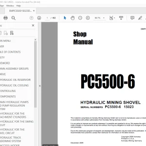 Komatsu PC5500-6 Hydraulic Mining Shovel Shop Manual PDF