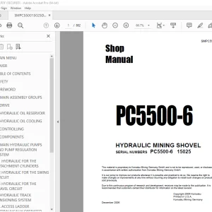Komatsu PC5500-6 Hydraulic Mining Shovel Shop Manual SMPC550015025 PDF