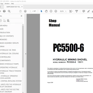 Komatsu PC5500-6 Hydraulic Mining Shovel Shop Manual SN 15011 PDF
