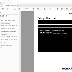 Komatsu PC58MR-5E0 Hydraulic Excavator Shop Manual WENBM00240 PDF  