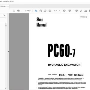 Komatsu PC60-7 Hydraulic Excavator Shop Manual SEBM004101- PDF DOWNLOAD