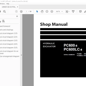 Komatsu PC600-8 PC600LC-8  Excavator Shop Manual UEN00128-02 PDF