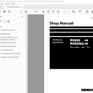 Komatsu PC600-8R PC600LC-8R Hydraulic Excavator Shop Manual SEN02402-15 PDF