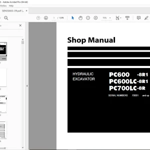 Komatsu PC600-8R1,PC600LC-8R1,PC700LC-8R  Excavator Shop Manual PDF